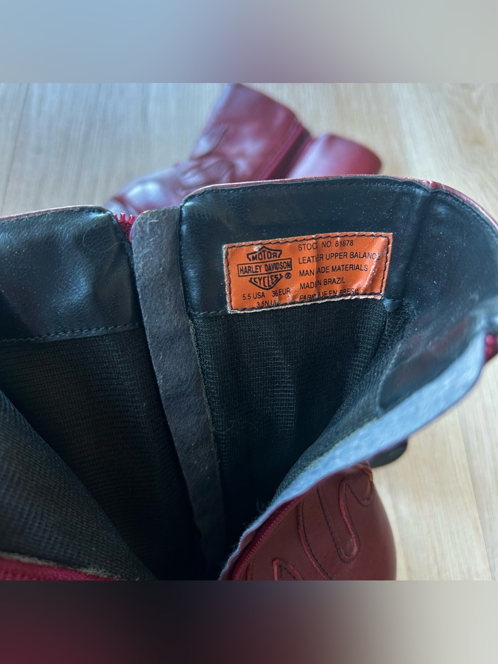Y2K Rare Harley Davidson Flame Red Leather Chunky Platform Boots - Picture 5 of 9